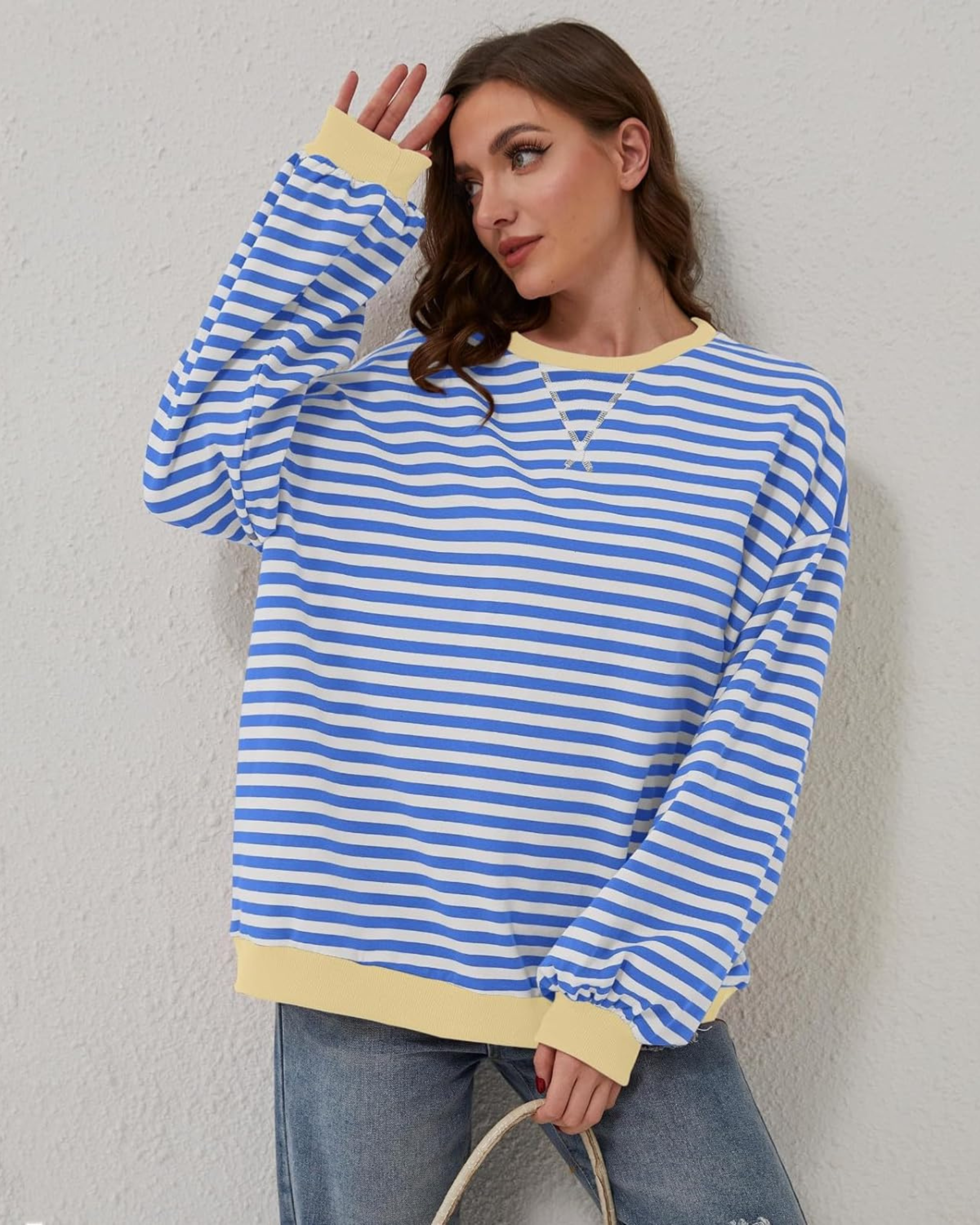Devako Lua - Langærmet stribet sweatshirt i plusstørrelse