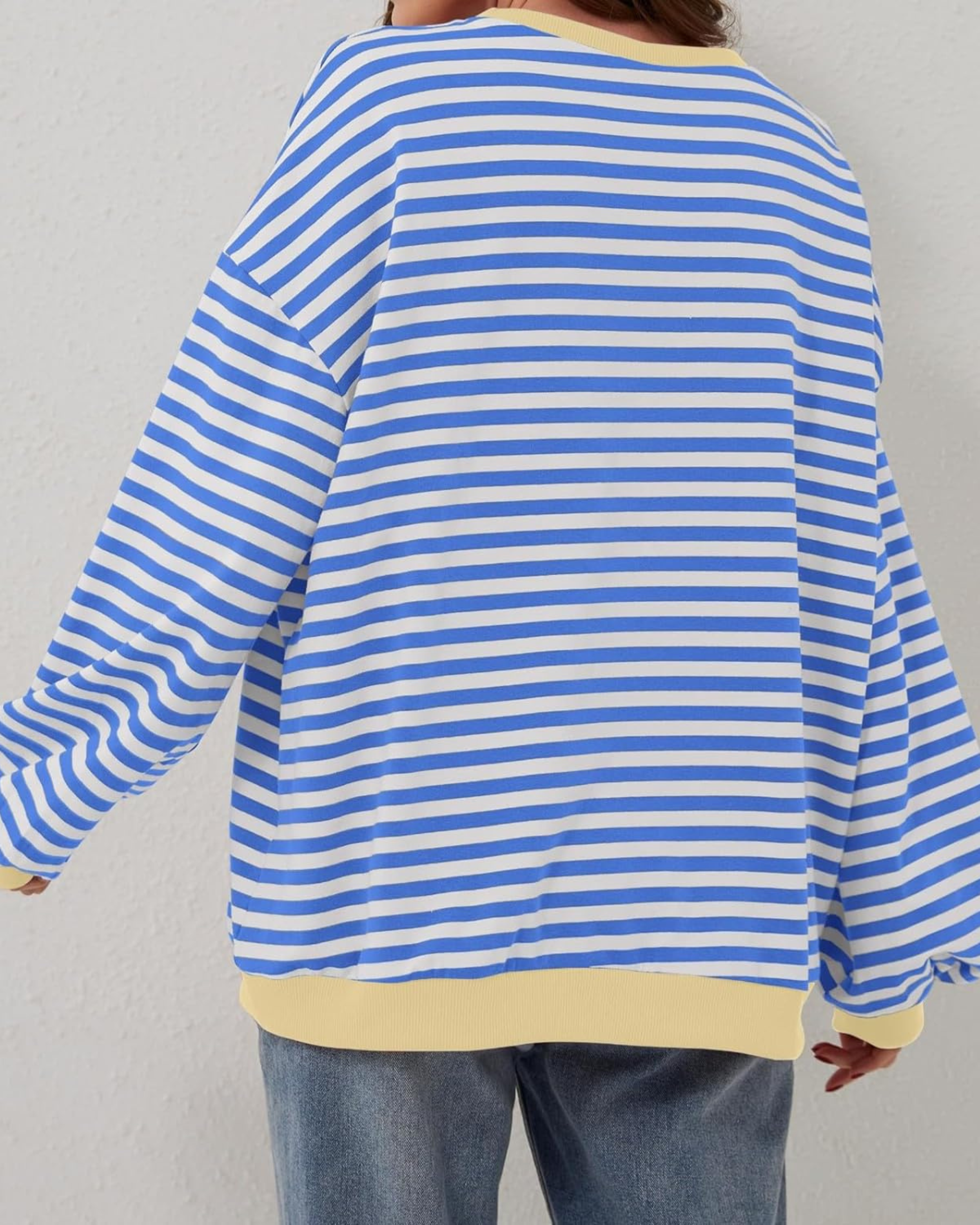 Devako Lua - Langærmet stribet sweatshirt i plusstørrelse