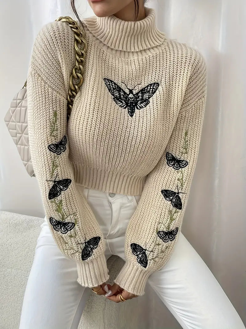 Maglione Seri con motivo a farfalle e collo alto | Moda elegante da donna