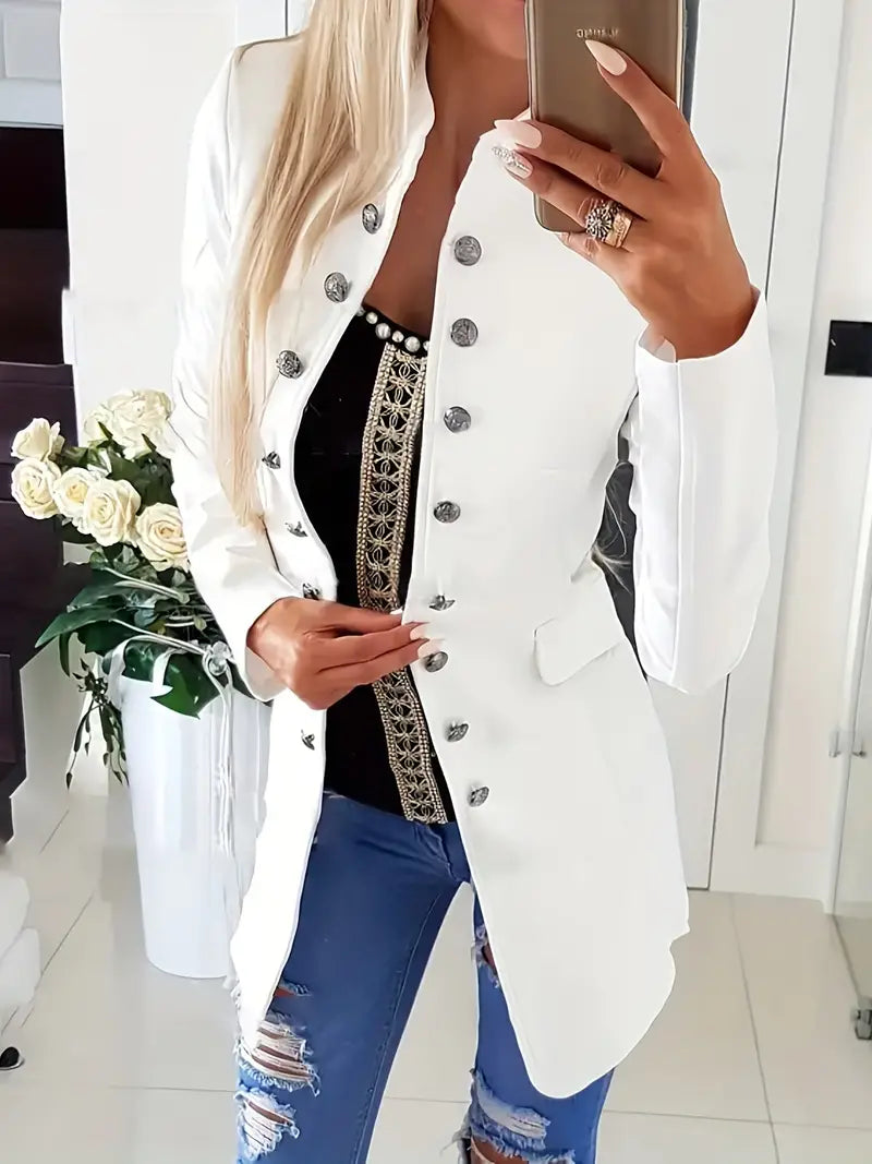 Devako Adelis | Elegante blazer a maniche lunghe con chiusura frontale a bottoni