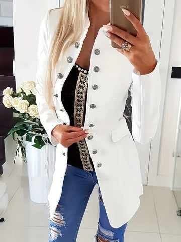 Devako Adelis | Elegante blazer a maniche lunghe con chiusura frontale a bottoni