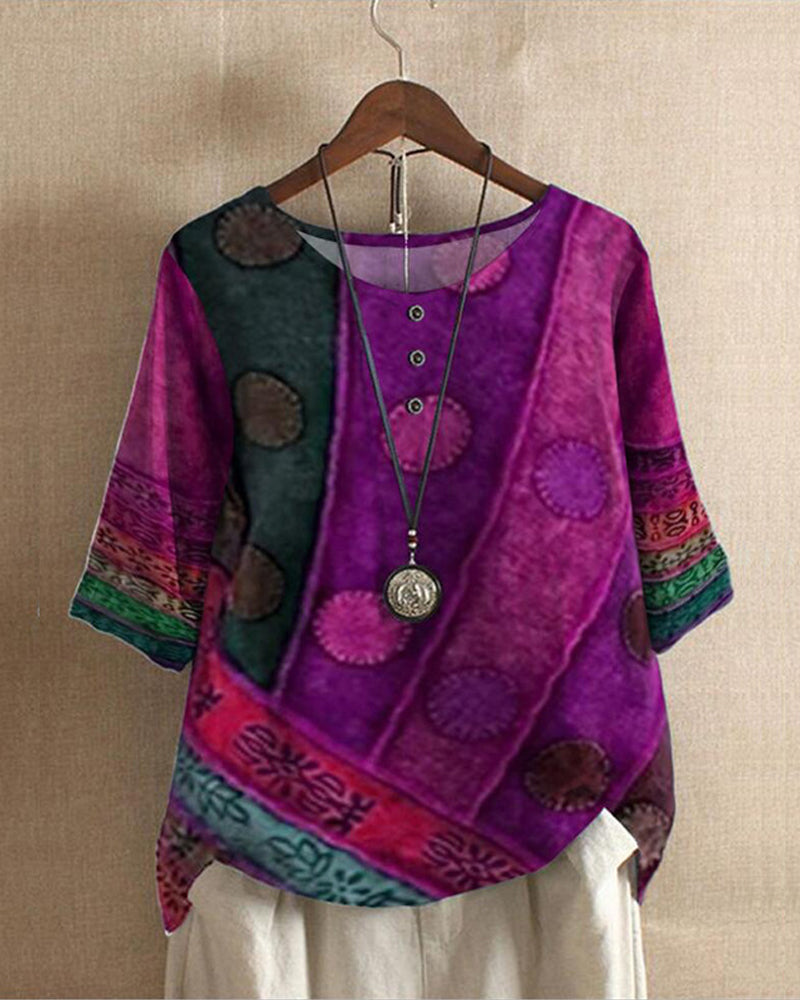 Gretta - Vintage-Oberteil mit Boho-Druck