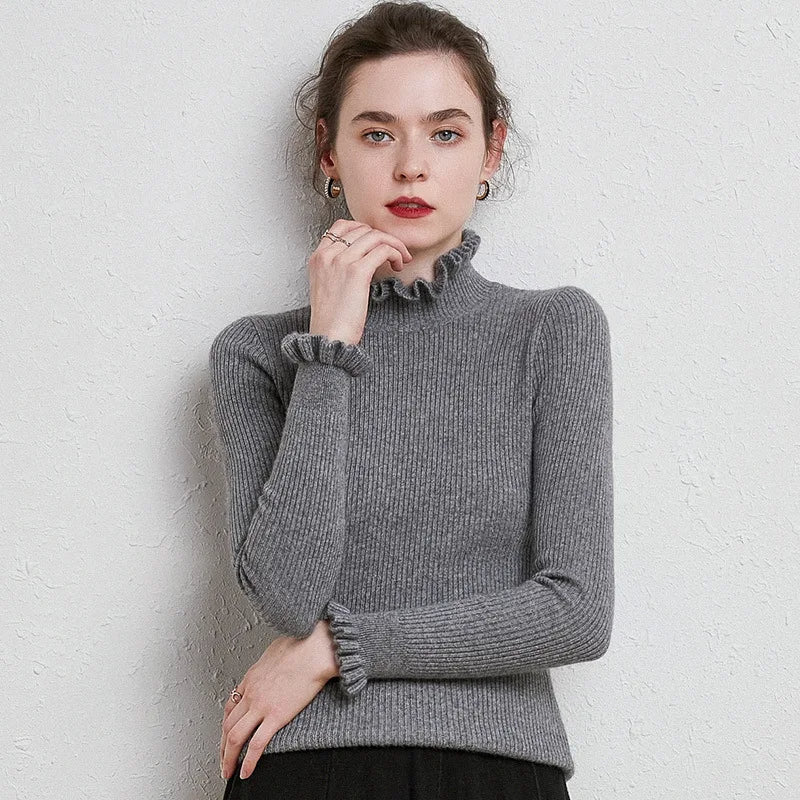 Laura – Maglione dolcevita donna in 100 % cashmere, elegante e morbido