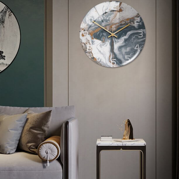 MarbleTime – Wanduhr Marmordesign – Leise Moderne Wohndekoration
