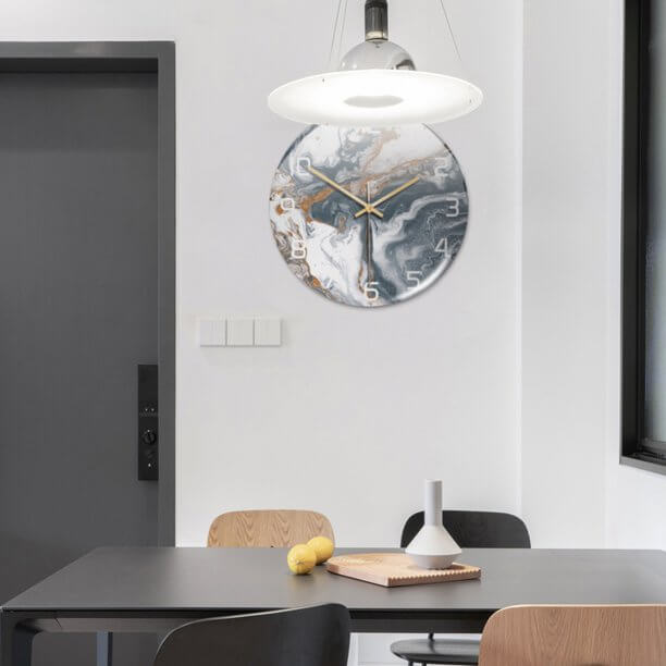 MarbleTime – Wanduhr Marmordesign – Leise Moderne Wohndekoration
