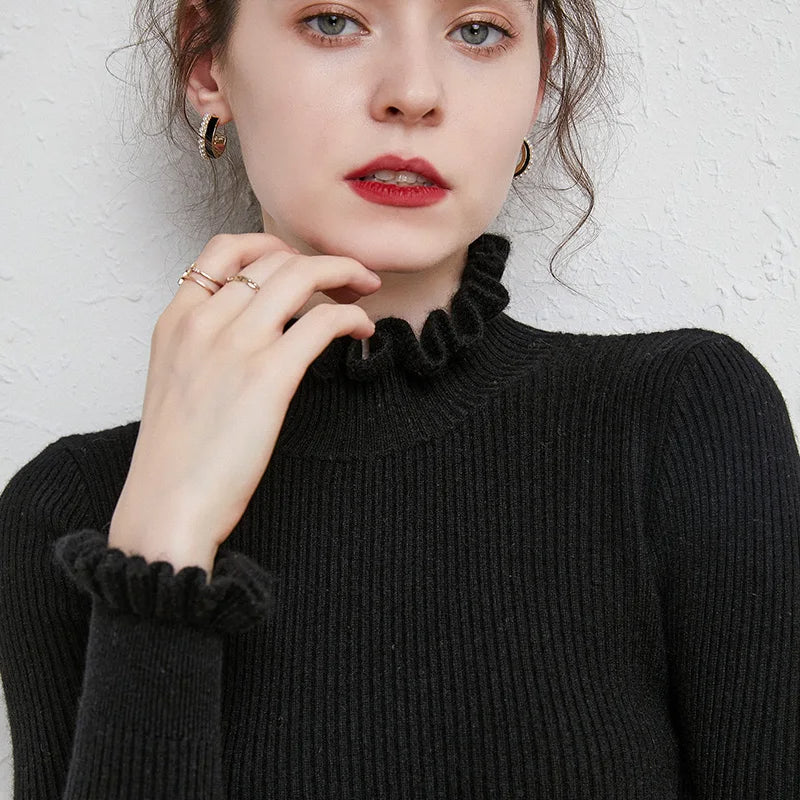 Laura – Maglione dolcevita donna in 100 % cashmere, elegante e morbido