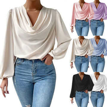 Drapierte Bluse mit Rollkragen für Frauen - Janelle