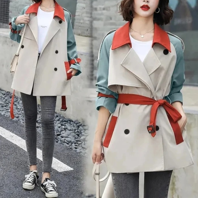 Caren Coat | Colourblock Trenchcoat für Damen für Stil und Komfort