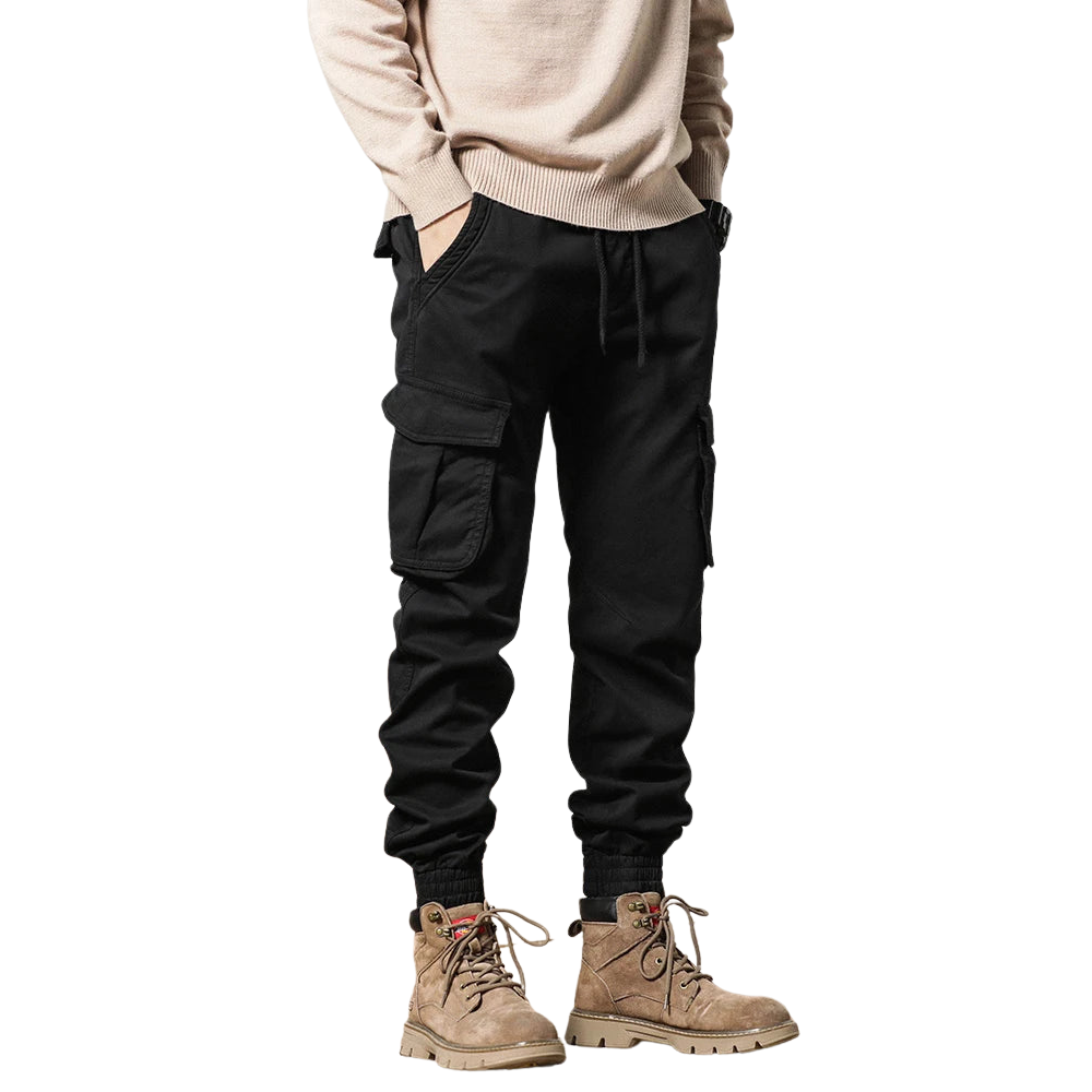 Pantalon cargo d'hiver pour homme avec doublure en polaire, taille élastique, coupe slim