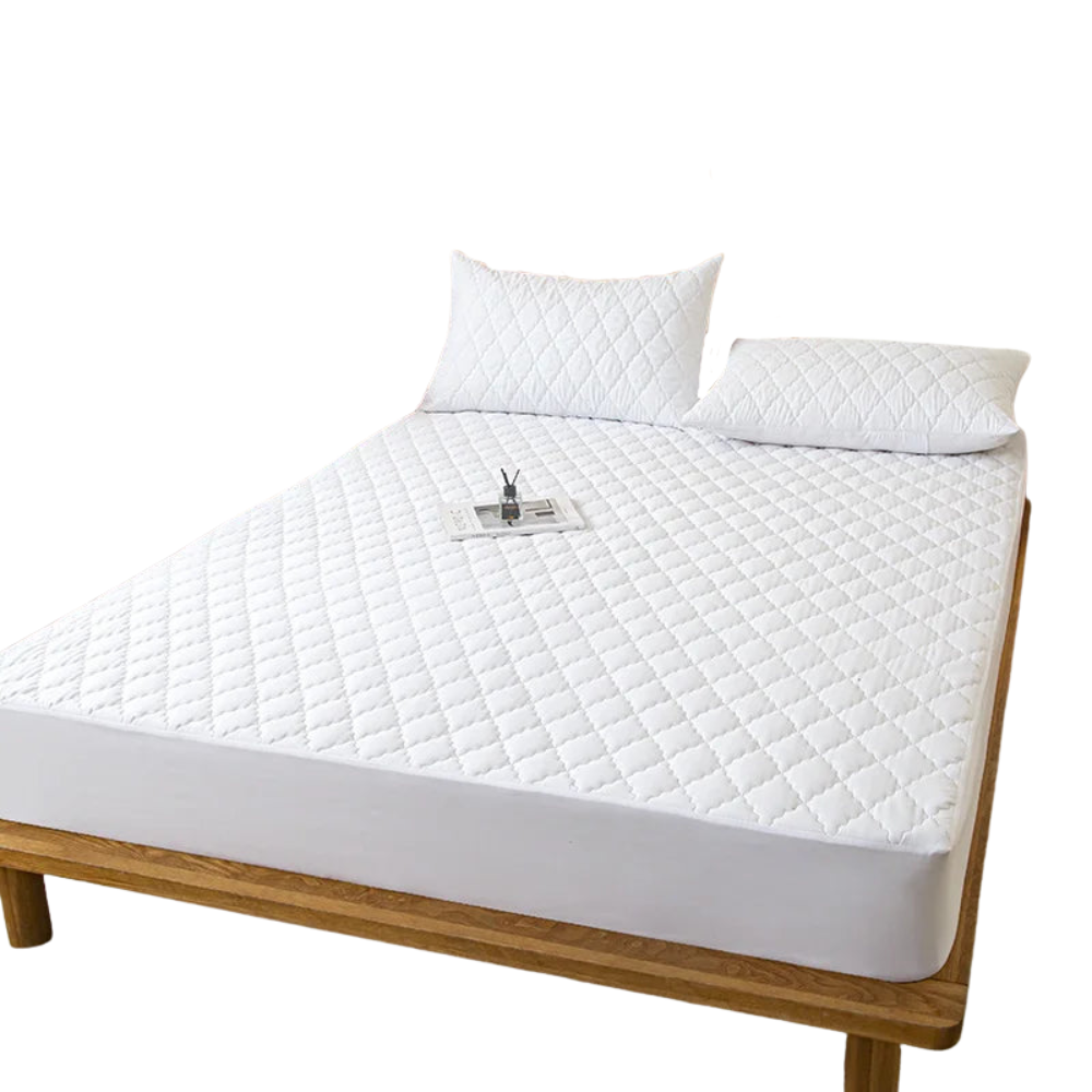Protège-matelas imperméable pour lits simples et doubles, protège-matelas en gris/blanc