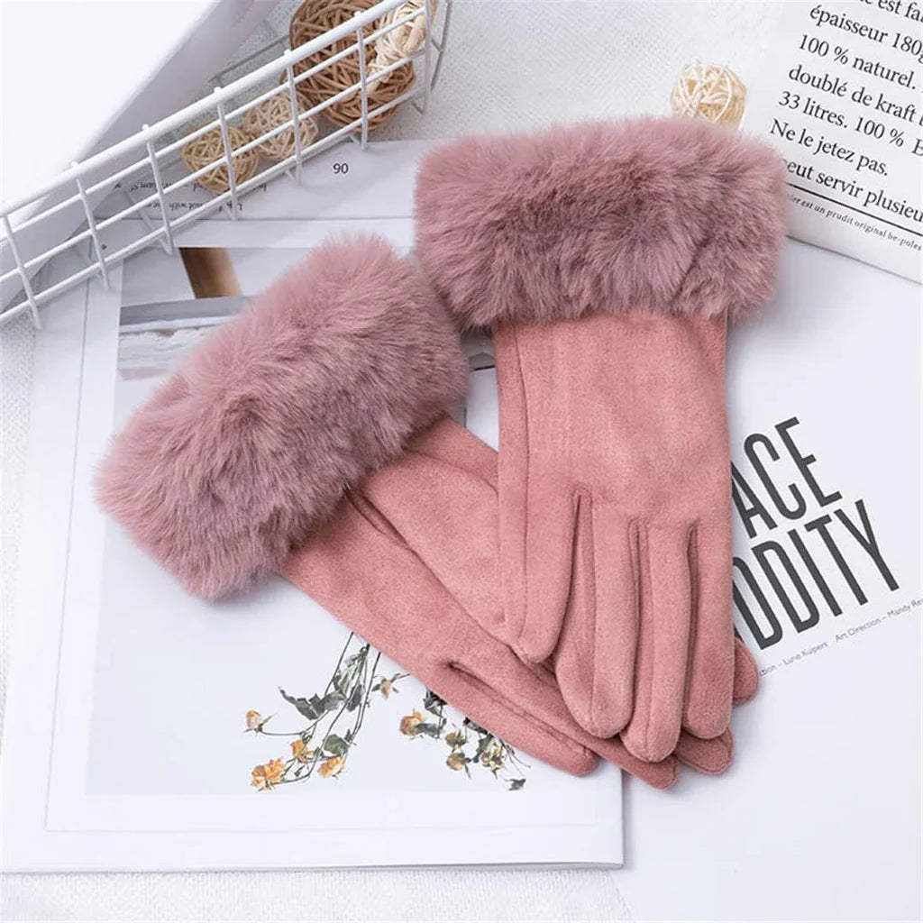 Wildlederhandschuhe mit Kunstpelz - VelvetGlam