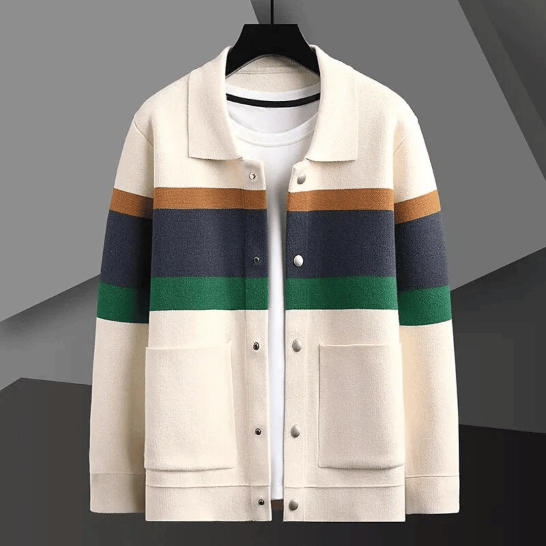 Gestreifte Strickjacke mit Knopfverschluss - Matias