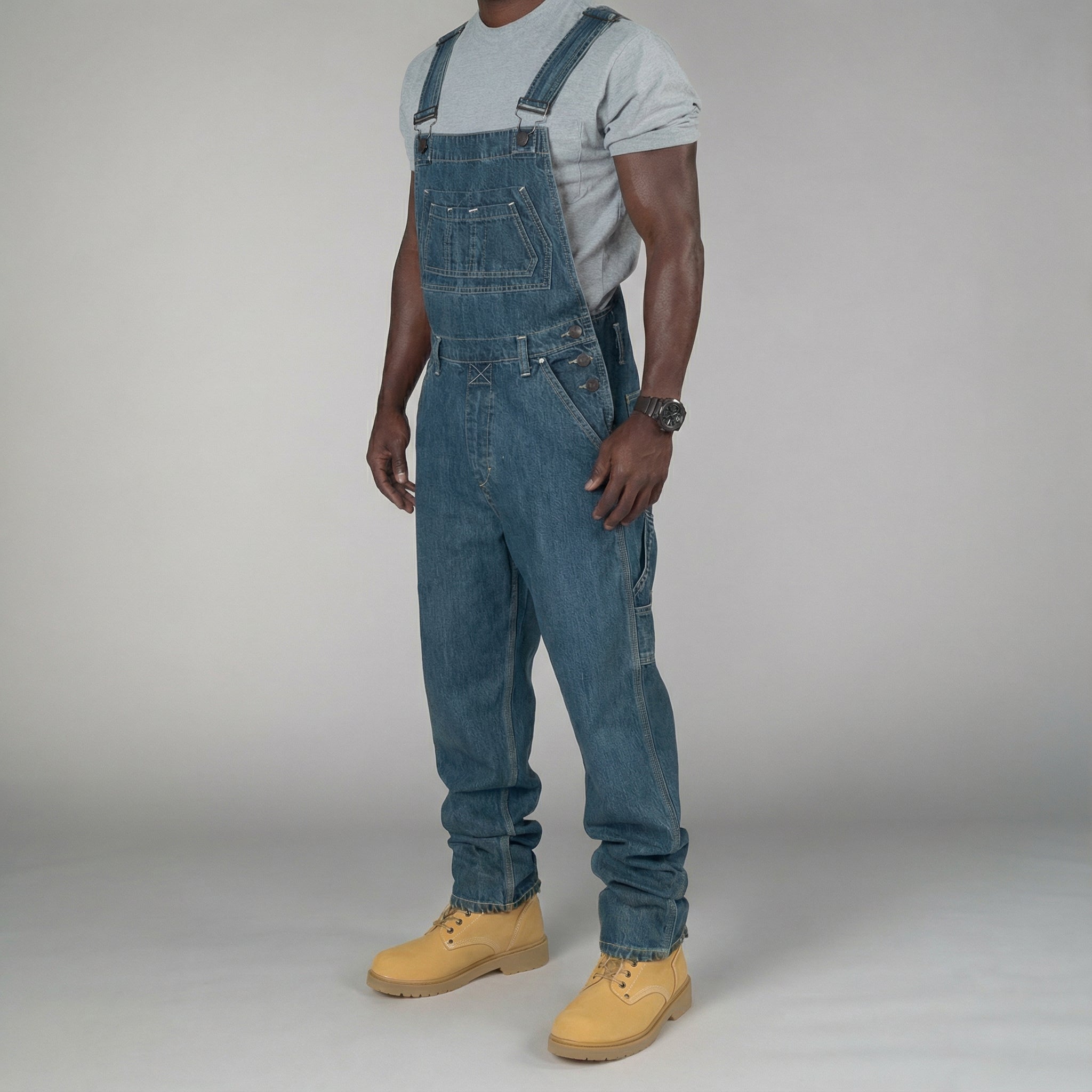 Kelim – Men's Bib Overalls Denim with Split Details – Street Clothing & Everyday Wear