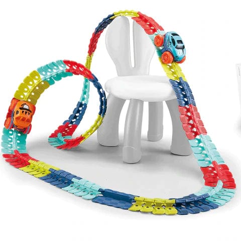 KidsPlay – Magnetische Autorennbahn leuchtend & flexibel – Kinder 3+