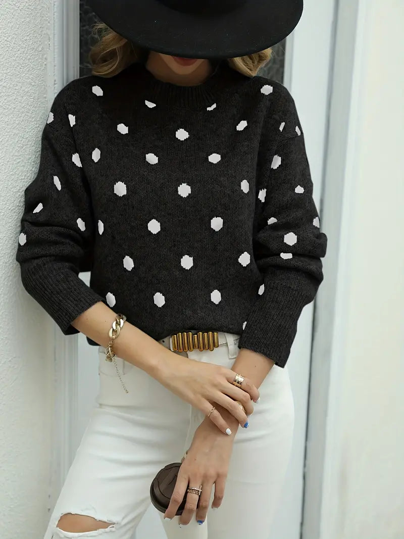 Pull-over Wilreem à pois avec col rond pour un look joyeux