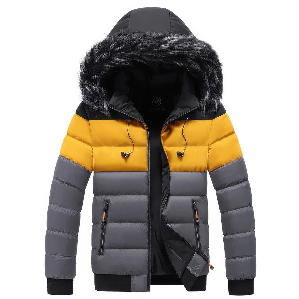 Parker cappotto invernale con collo in pelliccia per uomo - lusso e calore