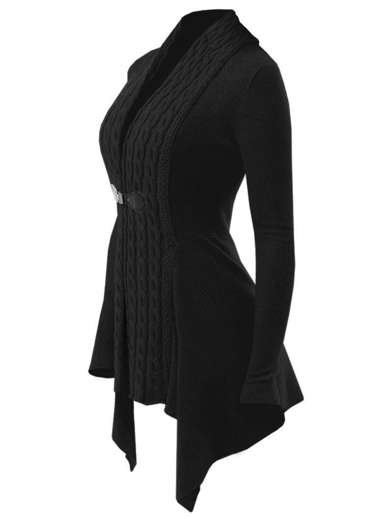 Einfarbige lange Strickjacke für Frauen - Despina