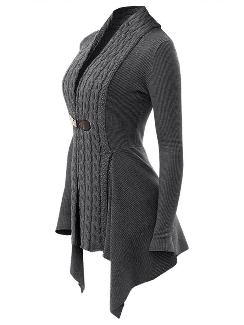 Einfarbige lange Strickjacke für Frauen - Despina