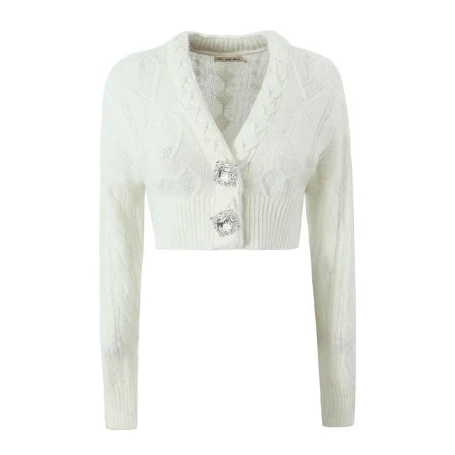 Modische kurze Strickjacke mit Zopfmuster - Betty