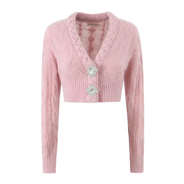 Modische kurze Strickjacke mit Zopfmuster - Betty