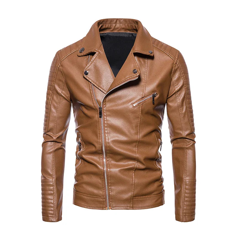 Wasserdichte Slim Fit Herren-Motorrad-Lederjacke - Bradlee