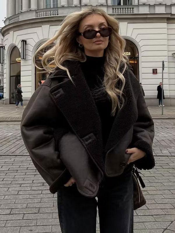 Amy Damen-Lederjacke in Braun für warme Eleganz und zeitlosen Vintage-Stil