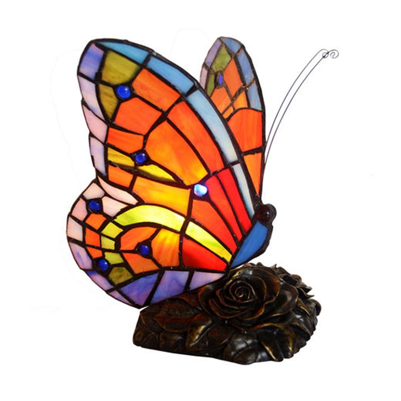 ElegantLight - Atmosphärische Nachttischlampe mit Schmetterlingskopf und Rosenfuß