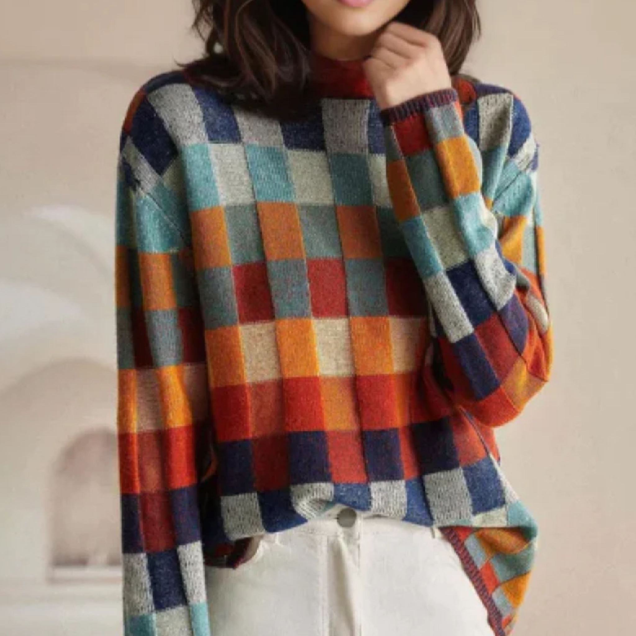 Devako Madi - Kasjmire Luxe Patchwork-rullekravepullover