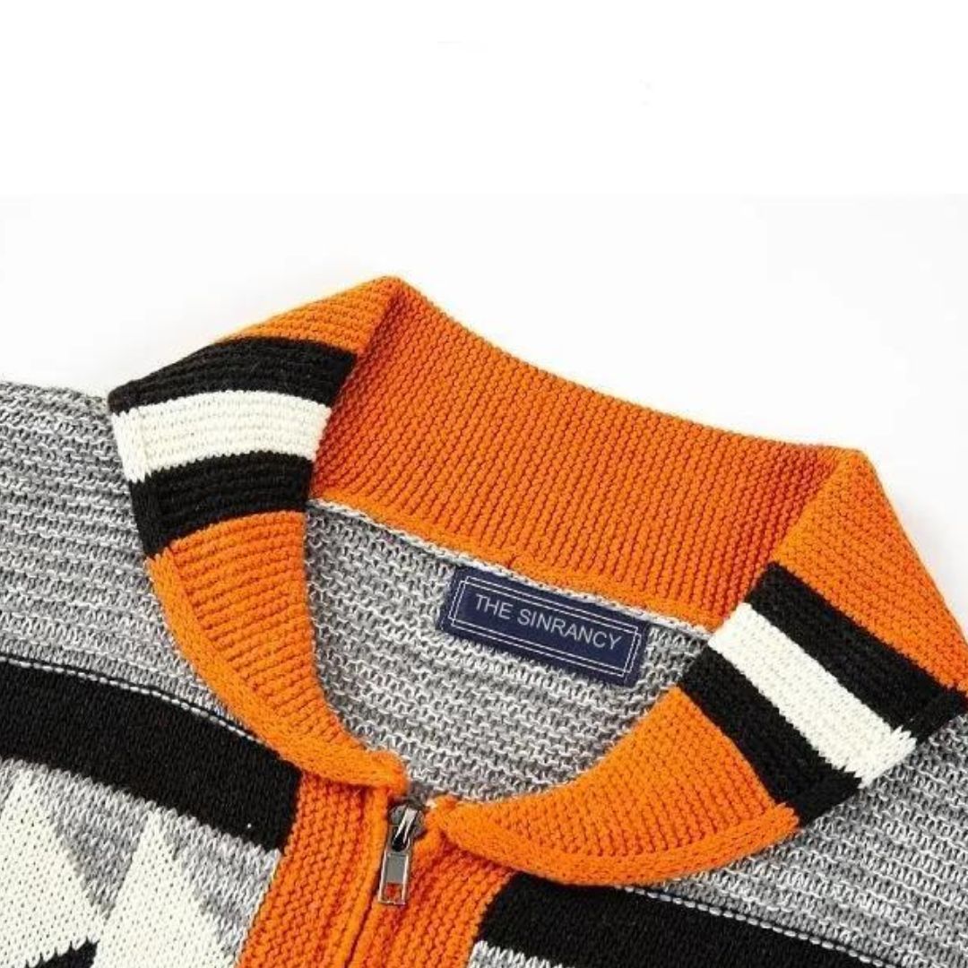Strickjacke mit Tribal-Muster und Reißverschluss - Nikos