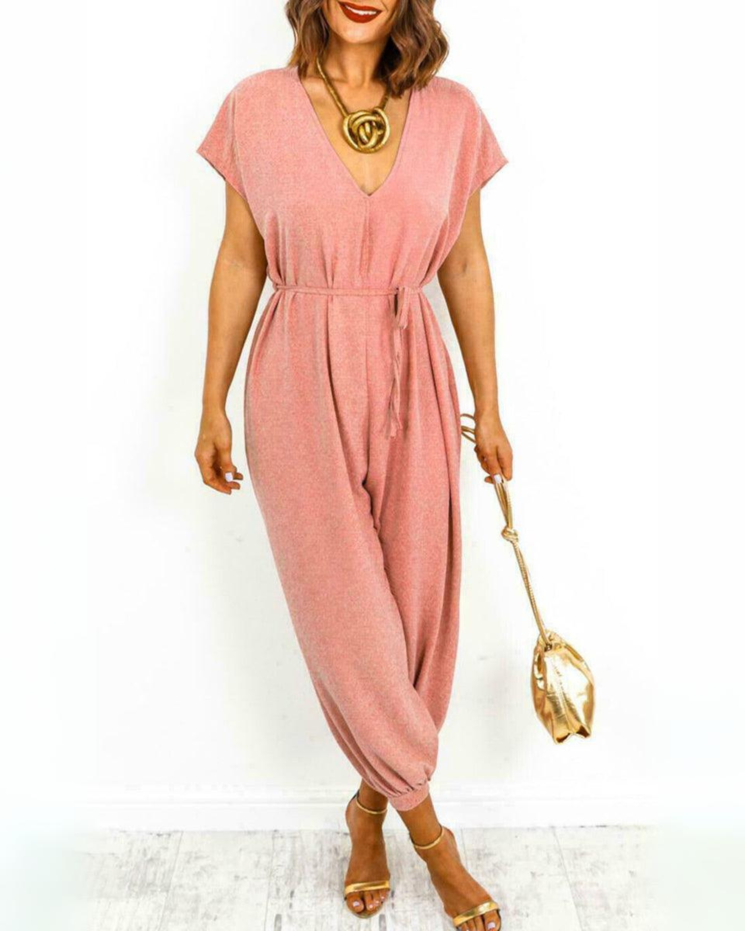 Devako Dena - Lässiger Jumpsuit mit V-Ausschnitt