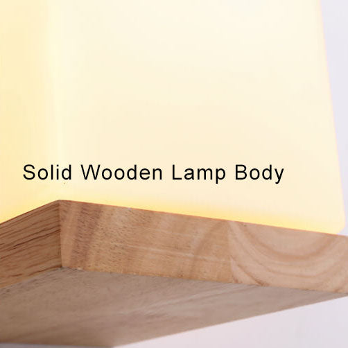 EcoShine - Moderne Wandleuchte aus Holz mit kubischem Sockel