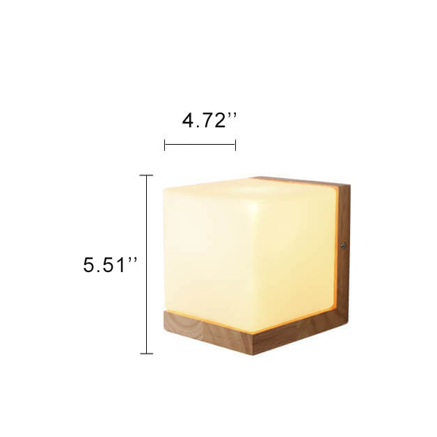 EcoShine - Moderne Wandleuchte aus Holz mit kubischem Sockel