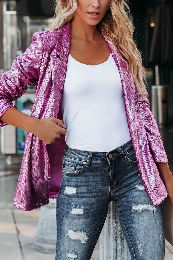 Blazer mit paillettenbesetztem Revers