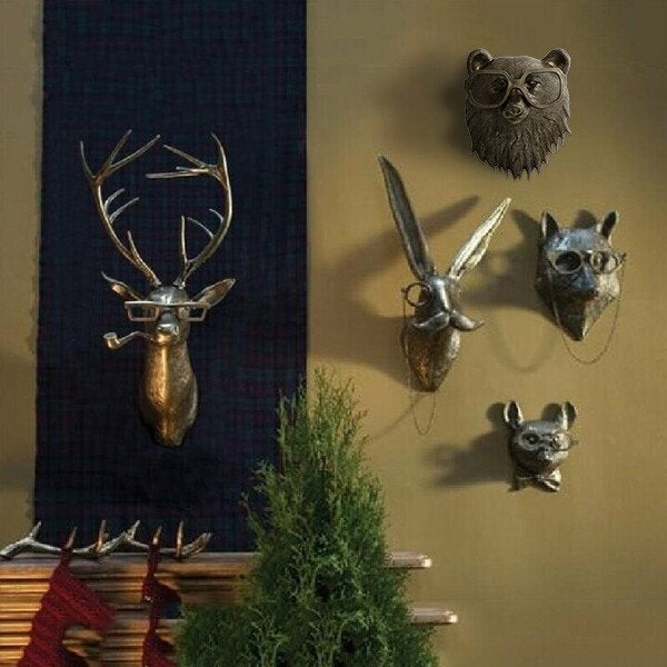 WallCritters – Verspielte Tierkopf-Wanddekoration – Handbemaltes Resin-Design