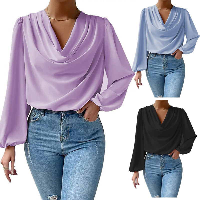 Drapierte Bluse mit Rollkragen für Frauen - Janelle