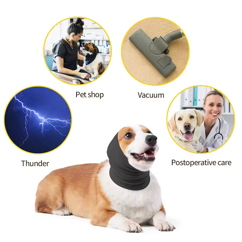 Proteggiorecchie per cani riduttore di rumore | Morbido, elastico per tranquillità in casa