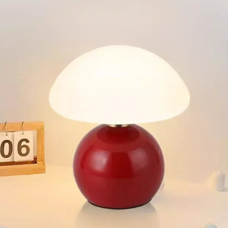 Kleine Pilz-Tischlampe - Creme Windkeramik