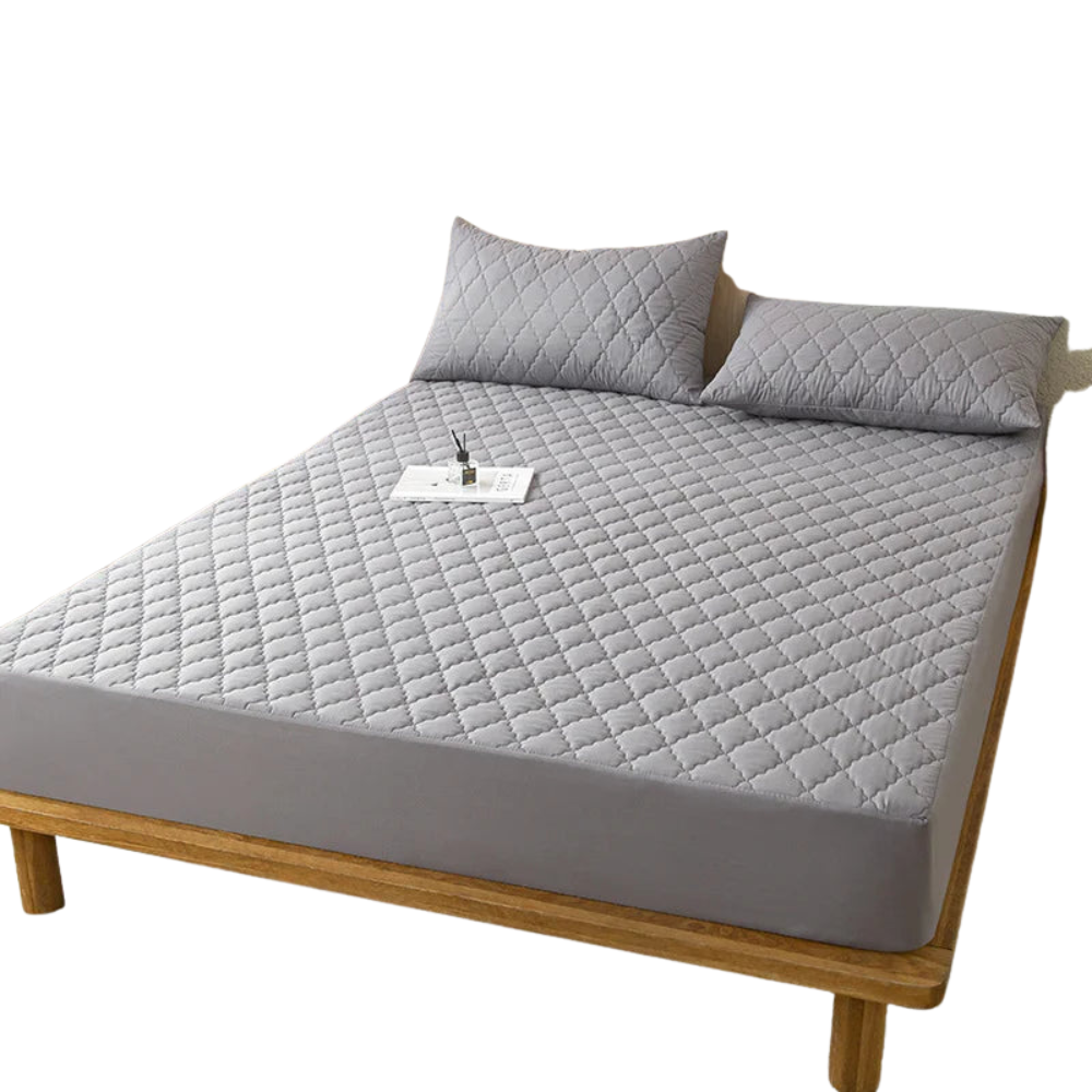 Protège-matelas imperméable pour lits simples et doubles, protège-matelas en gris/blanc