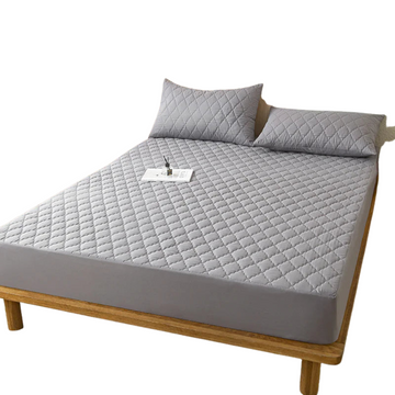 Protège-matelas imperméable pour lits simples et doubles, protège-matelas en gris/blanc