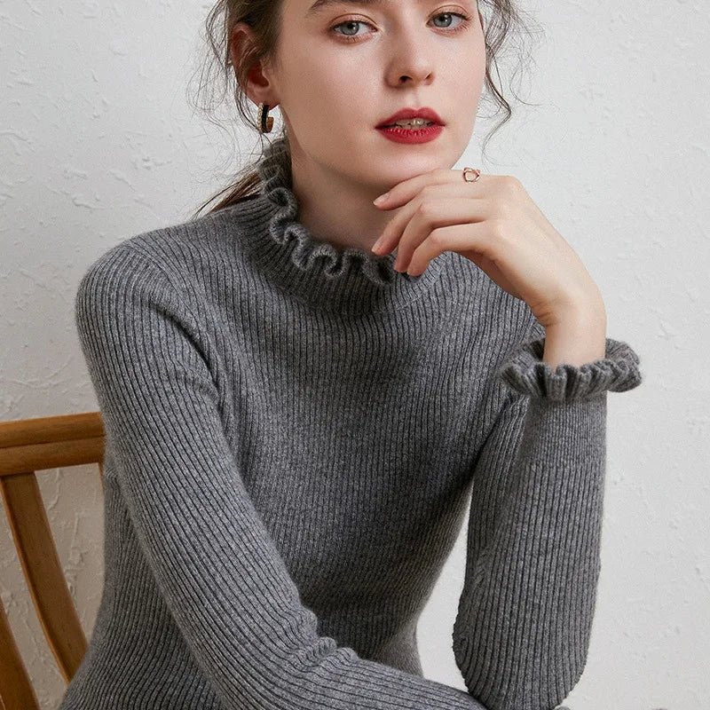 Laura – Maglione dolcevita donna in 100 % cashmere, elegante e morbido