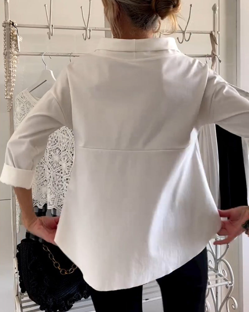 Weißes Netz-Top mit Revers – Zeitlose Eleganz neu definiert