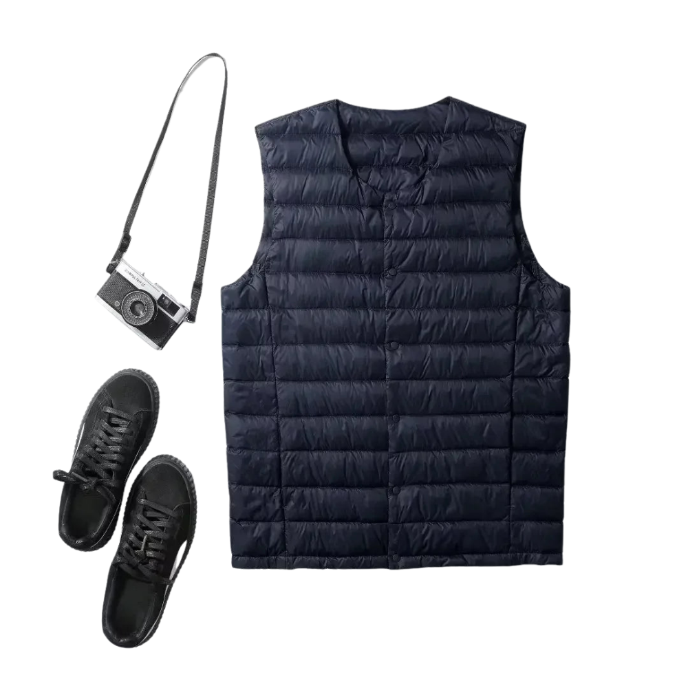 Veste sans manches en duvet pour homme – ultralégère, chaude, compressible pour automne/hiver