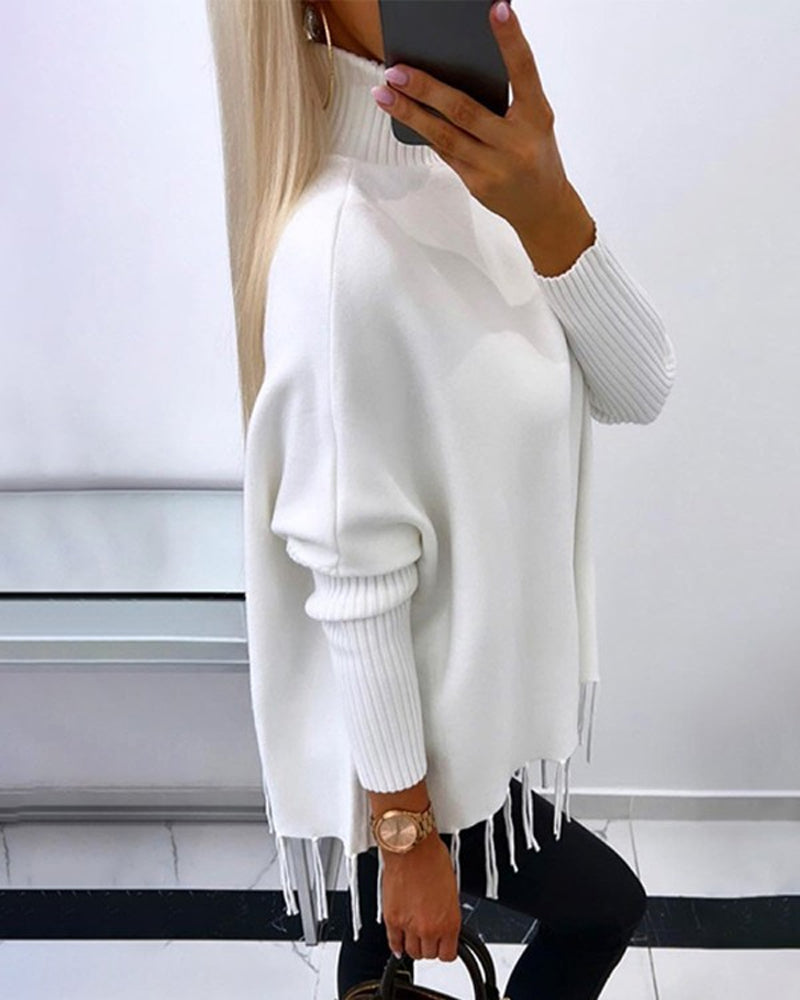 Sweatshirt mit Rollkragen und Fransen - Ianthe