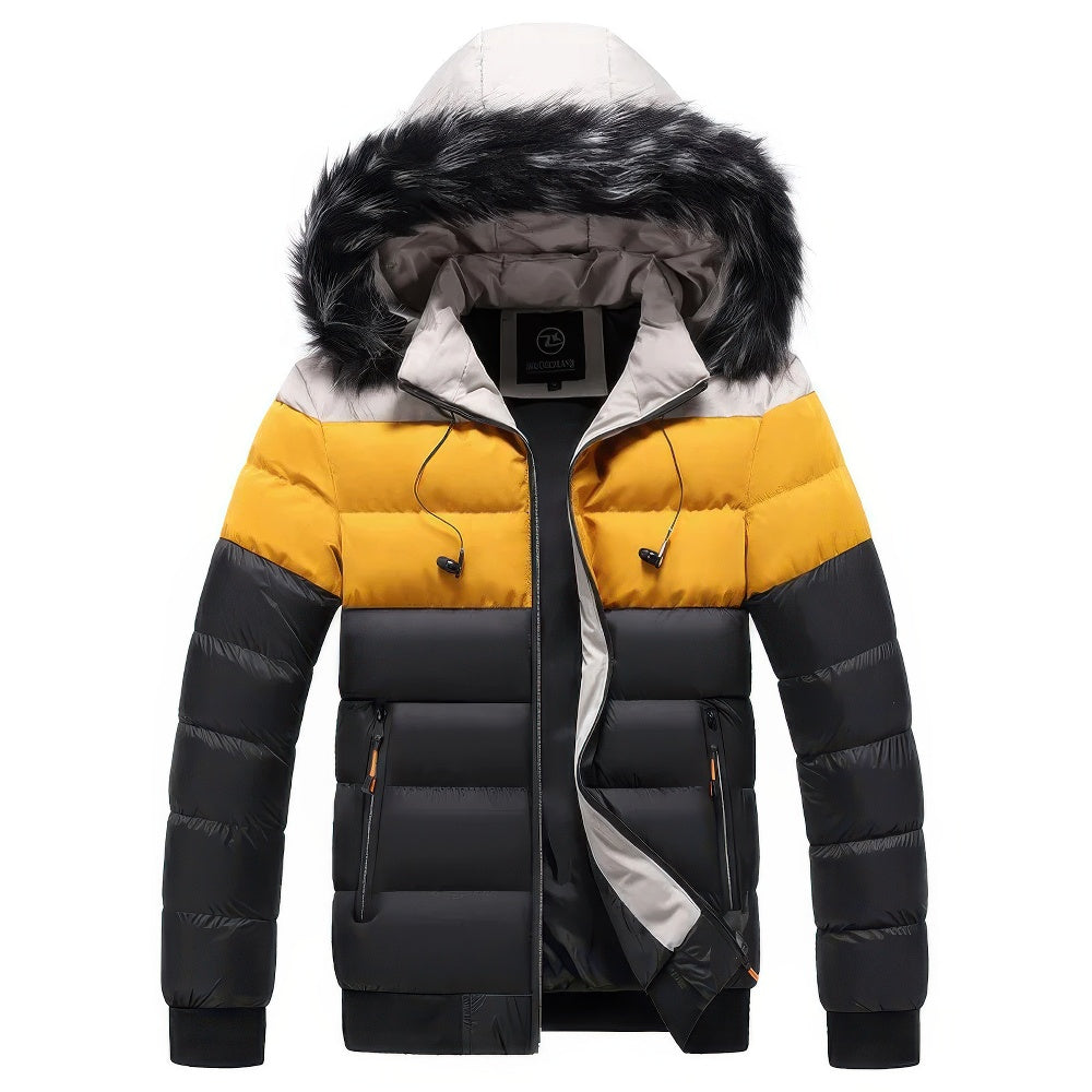 Parker cappotto invernale con collo in pelliccia per uomo - lusso e calore