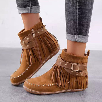 Jelaa - Warme Vintage-Stiefel mit Fransen