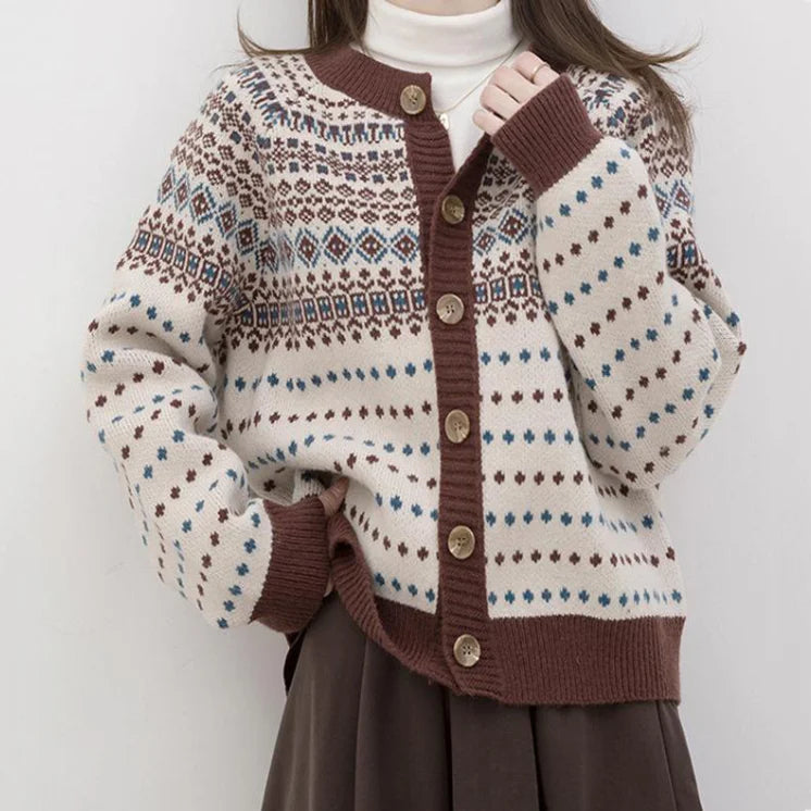 Strickjacke mit traditionellem Fair-Isle-Muster - Reagan