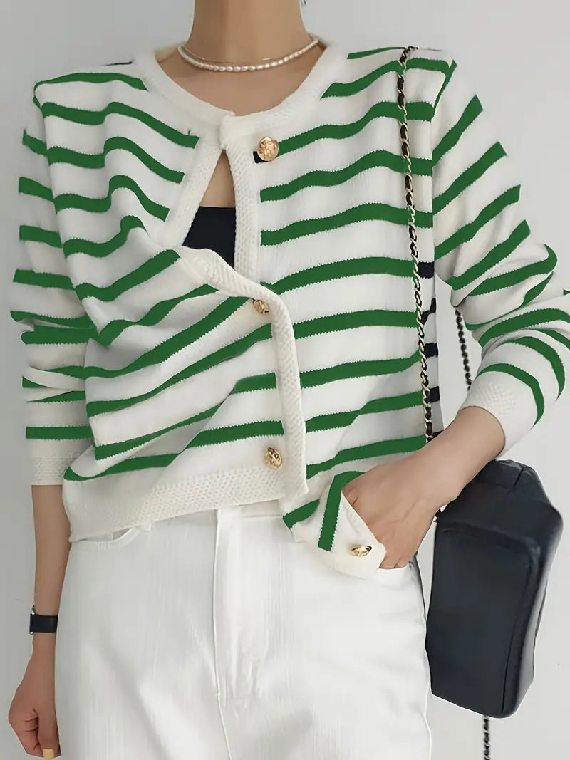 Mara - Maglione a righe elegante con dettagli a bottoni