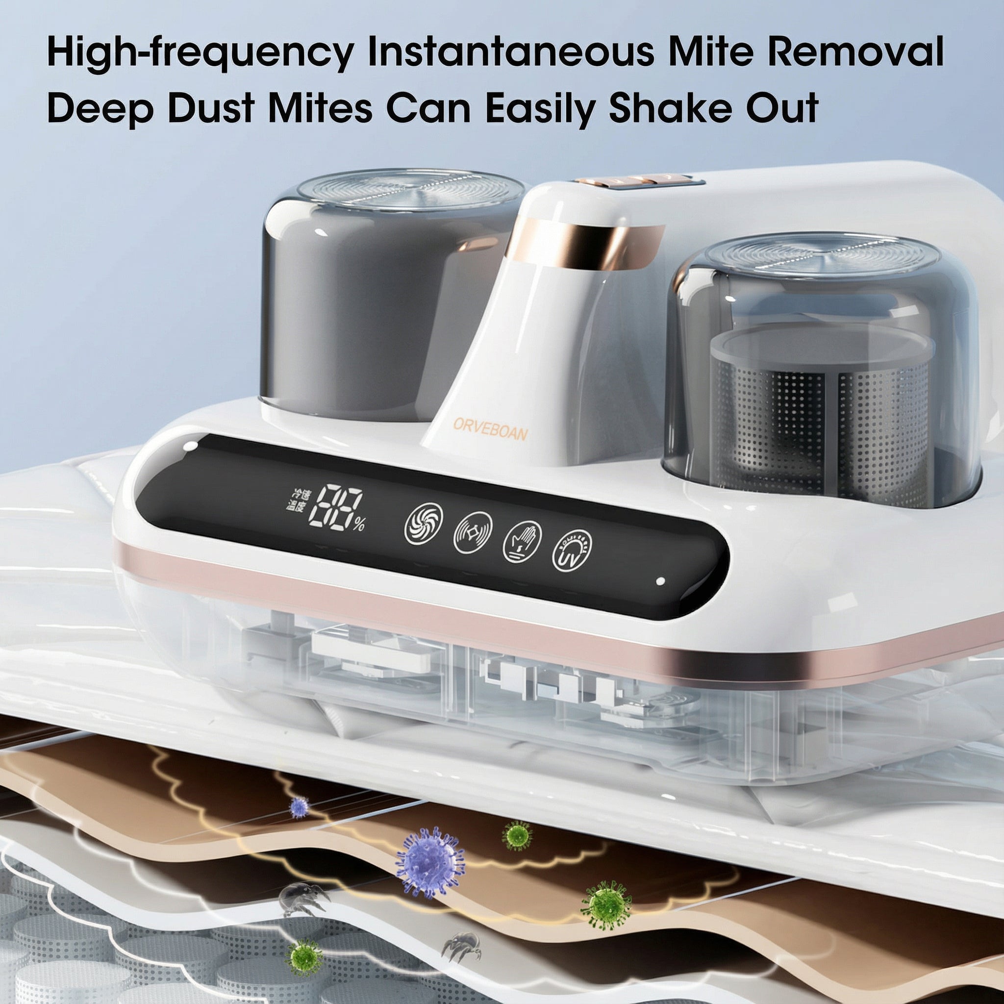 Milbenreiniger mit UV-Licht – Kabellos, HEPA-Filter & Starke Saugleistung