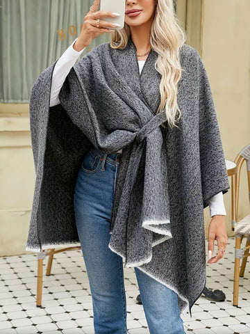 Mia Kaschmir Poncho | Poncho retrò con elegante nastro in 10 colori