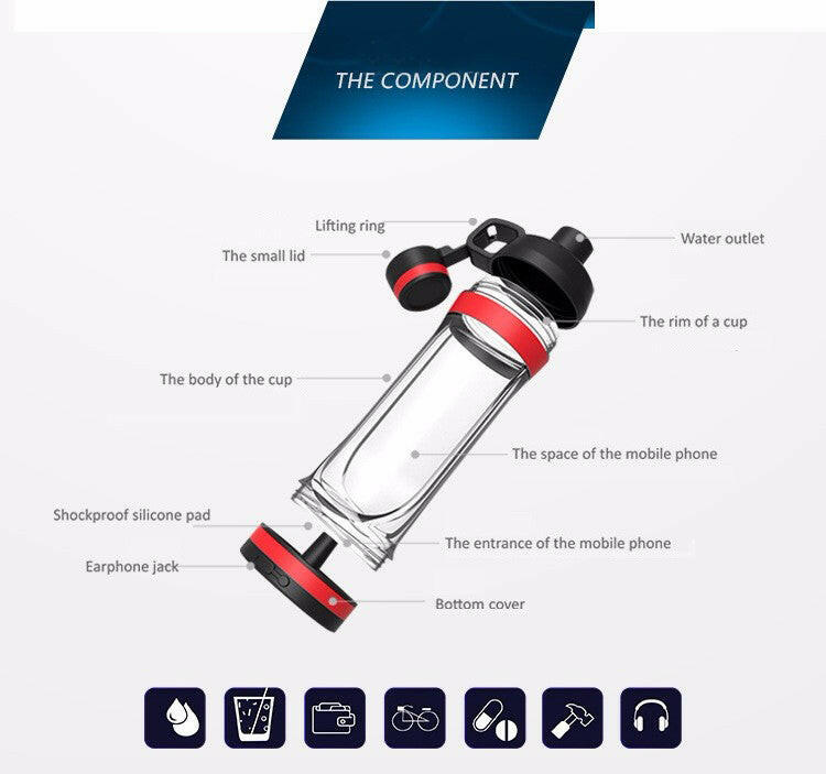 Smart Sport Wasserflasche | Mit wasserdichtem Aufbewahrungsfach